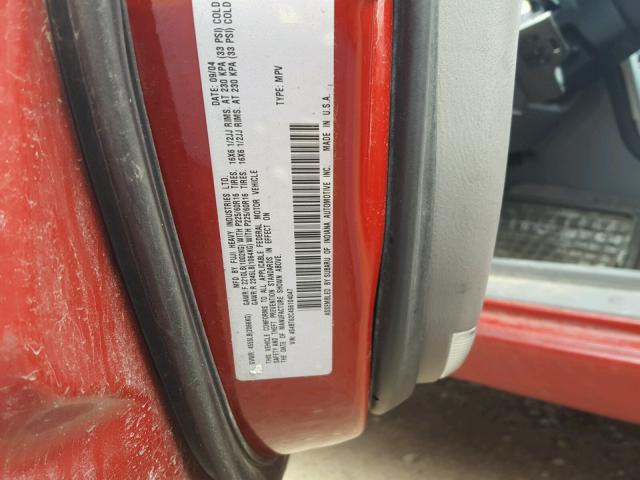 4S4BT62C456104047 - 2005 SUBARU BAJA SPORT RED photo 10