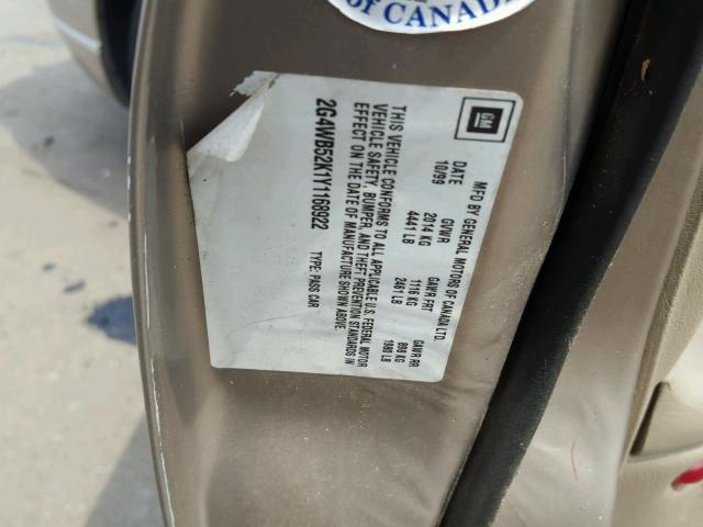 2G4WB52K1Y1168922 - 2000 BUICK REGAL LS 金色 照片 10