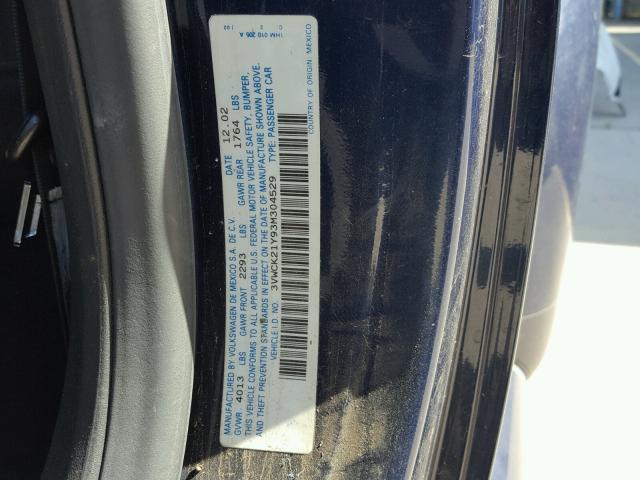 3VWCK21Y93M304529 - 2003 VOLKSWAGEN NEW BEETLE 蓝色 照片 10