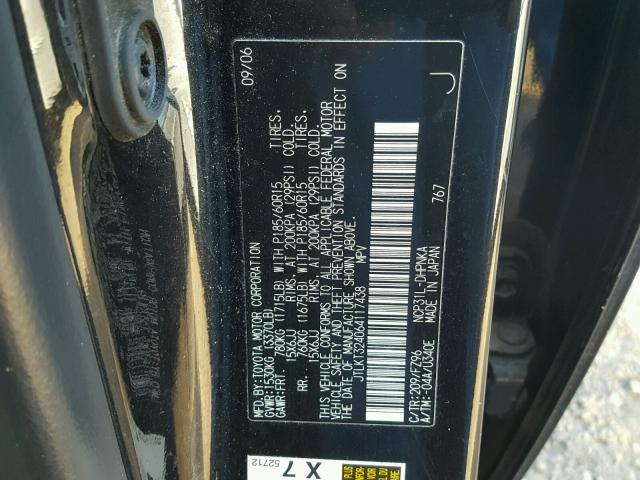 JTLKT324064117438 - 2006 TOYOTA SCION XB შავი ფოტო 10