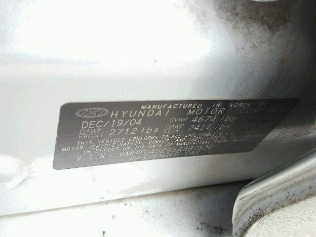 KMHFU45E95A397330 - 2005 HYUNDAI XG 350 SILVER photo 10