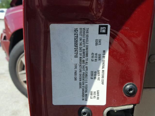 1G1ZT52895F247710 - 2005 CHEVROLET MALIBU LS წითელი ფოტო 10