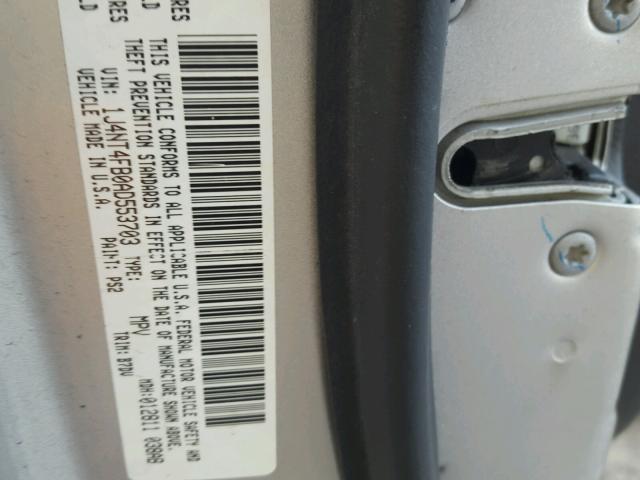 1J4NT4FB0AD553703 - 2010 JEEP COMPASS SP SILVER photo 10