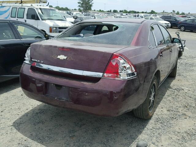 2G1WT58N179266909 - 2007 CHEVROLET IMPALA LT BURGUNDY photo 4