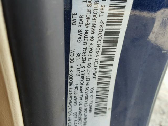 3VWRF31Y46M303832 - 2006 VOLKSWAGEN NEW BEETLE 蓝色 照片 10