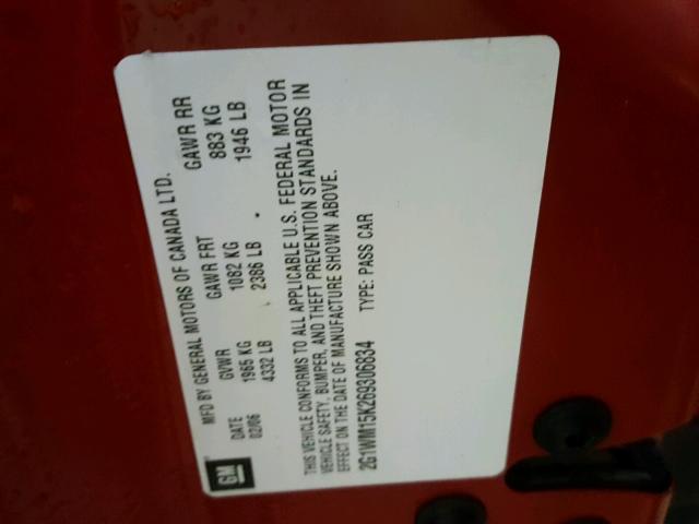 2G1WM15K269306834 - 2006 CHEVROLET MONTE CARL 红色 照片 10