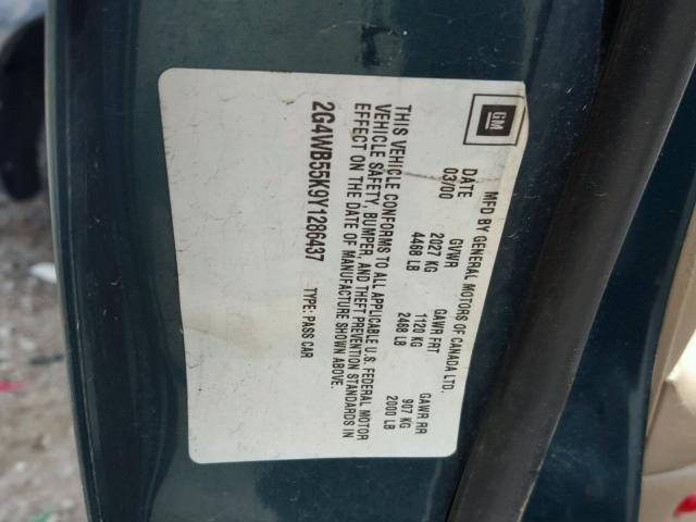 2G4WB55K9Y1286437 - 2000 BUICK REGAL LS 绿色 照片 10