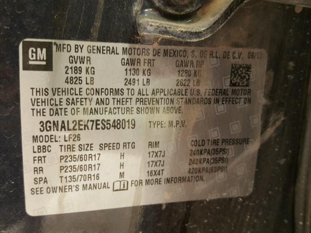 3GNAL2EK7ES548019 - 2014 CHEVROLET CAPTIVA LS 蓝色 照片 10