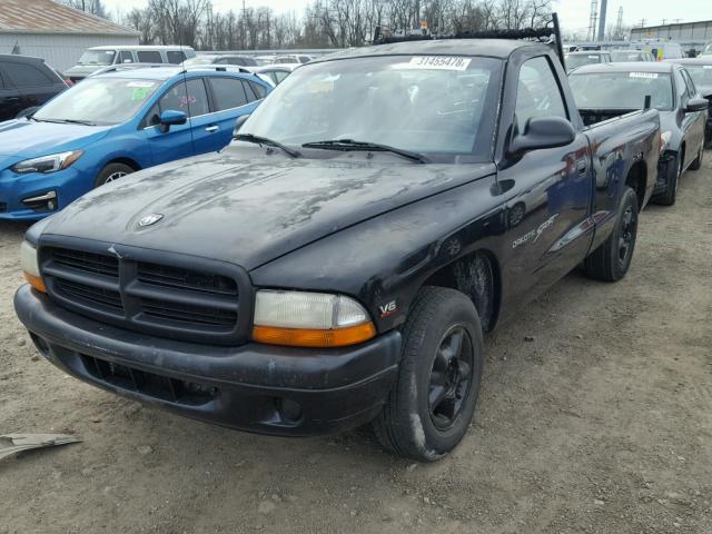 1B7FL26XXYS672407 - 2000 DODGE DAKOTA BLACK photo 2