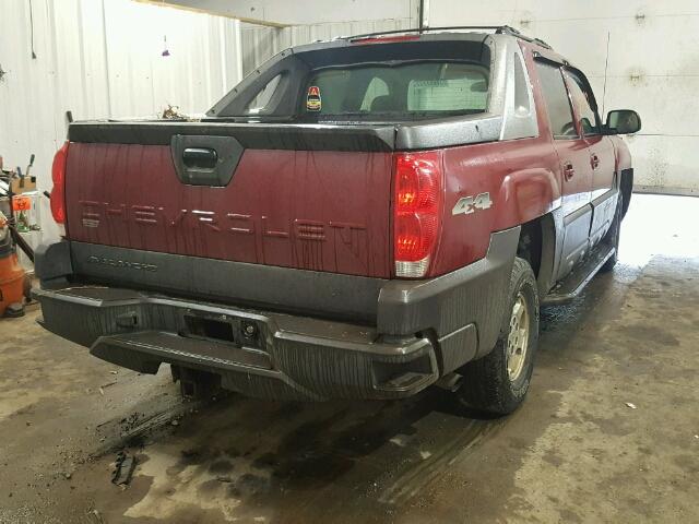 3GNEK12T94G129442 - 2004 CHEVROLET AVALANCHE MAROON photo 4