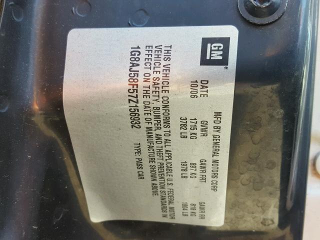 1G8AJ58F57Z156932 - 2007 SATURN ION LEVEL ოქროსფერი ფოტო 10