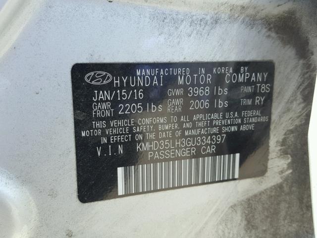 KMHD35LH3GU334397 - 2016 HYUNDAI ELANTRA GT SILVER photo 10