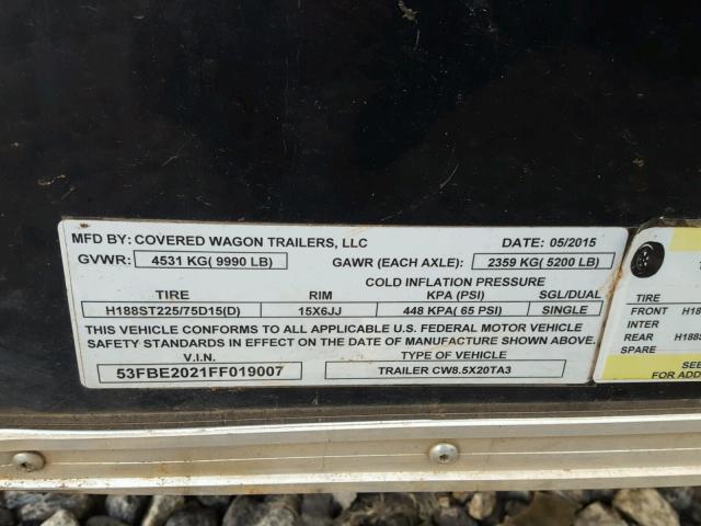 53FBE2021FF019007 - 2015 UTILITY TRAILER BLACK photo 10