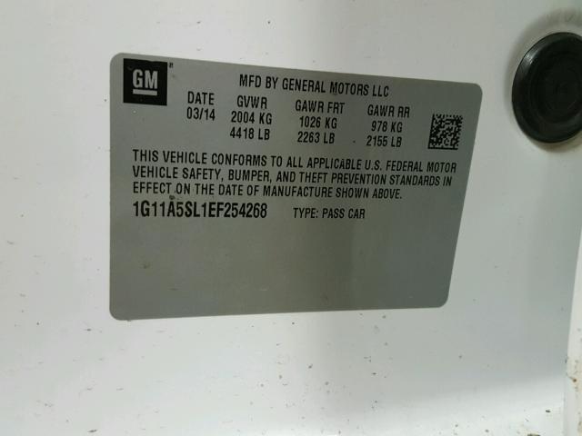 1G11A5SL1EF254268 - 2014 CHEVROLET MALIBU LS 白色 照片 10