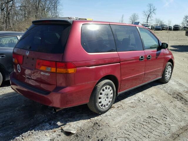 5FNRL18584B127025 - 2004 HONDA ODYSSEY LX RED photo 4