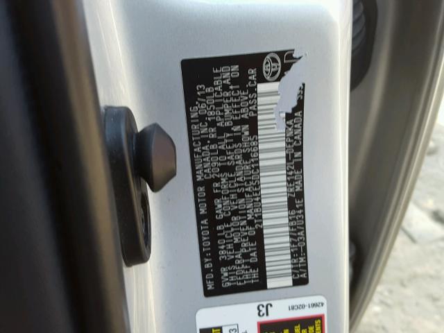 2T1BU4EE5DC116685 - 2013 TOYOTA COROLLA LE 银色 照片 10