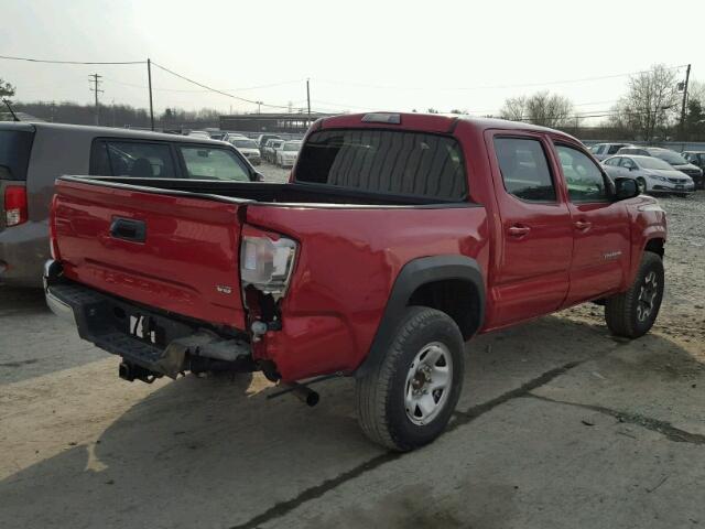 3TMCZ5AN9GM011340 - 2016 TOYOTA TACOMA DOU RED photo 4