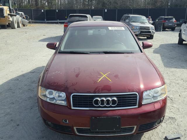 WAUJC68E04A236191 - 2004 AUDI A4 1.8T MAROON photo 9