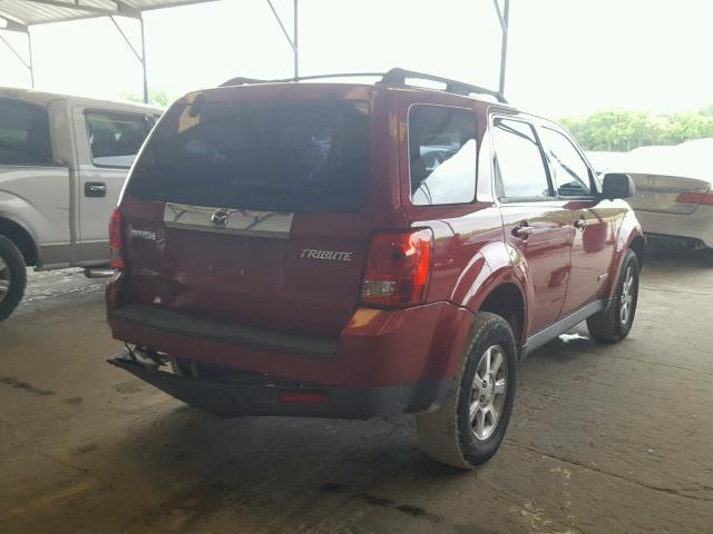 4F2CZ02Z38KM30510 - 2008 MAZDA TRIBUTE I BURGUNDY photo 4