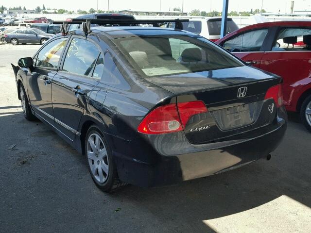 1HGFA16598L031565 - 2008 HONDA CIVIC LX BLACK photo 3