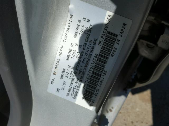 JM1BJ2236Y0256566 - 2000 MAZDA PROTEGE ES 银色 照片 10