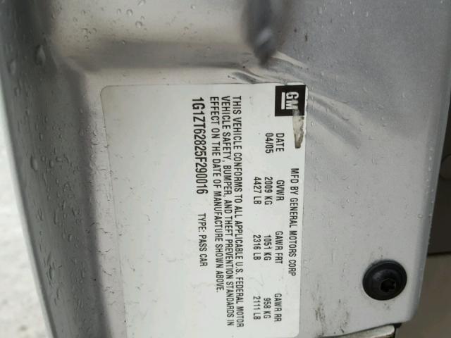 1G1ZT62825F290016 - 2005 CHEVROLET MALIBU MAX SILVER photo 10