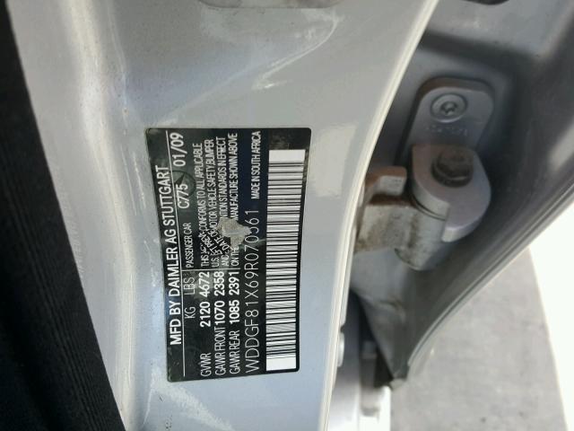 WDDGF81X69R070561 - 2009 MERCEDES-BENZ C 300 4MAT SILVER photo 10