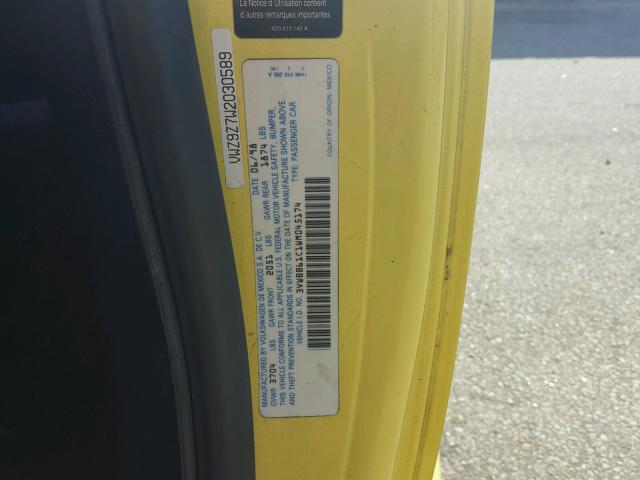 3VWBB61C1WM045174 - 1998 VOLKSWAGEN NEW BEETLE 黄色 照片 10