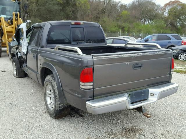 1D7HL48X43S146306 - 2003 DODGE DAKOTA QUA GRAY photo 3