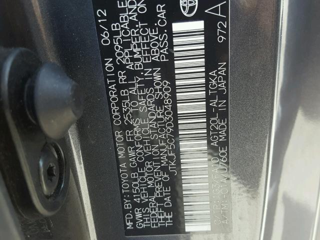 JTKJF5C79D3048909 - 2013 TOYOTA SCION TC 石墨色 照片 10