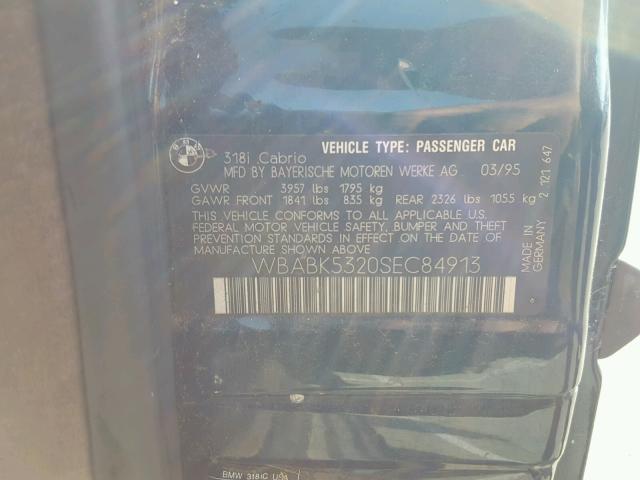 WBABK5320SEC84913 - 1995 BMW 318 IC GREEN photo 10