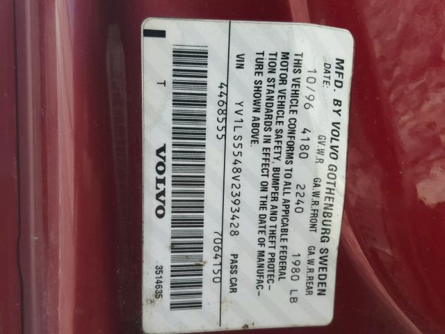 YV1LS5548V2393428 - 1997 VOLVO 850 Красный фото 10