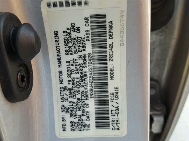 1NXBU4EE5AZ276429 - 2010 TOYOTA COROLLA/S/ SILVER photo 10