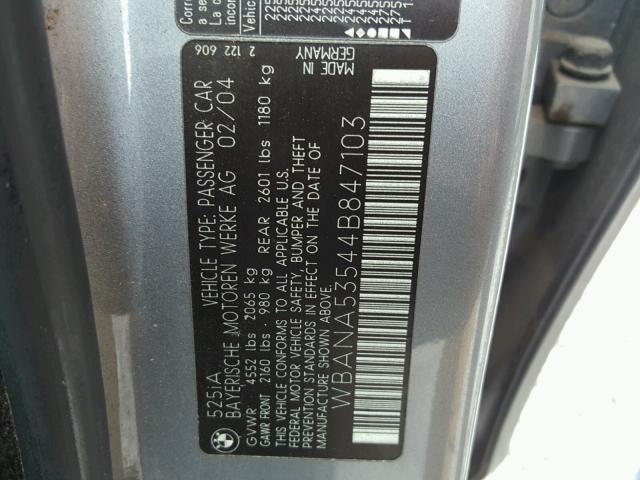 WBANA53544B847103 - 2004 BMW 525 I GRAY photo 10