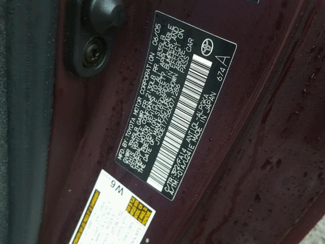 JTKDE177560071286 - 2006 TOYOTA SCION TC 勃艮第红 照片 10