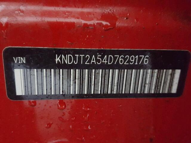 KNDJT2A54D7629176 - 2013 KIA SOUL RED photo 10