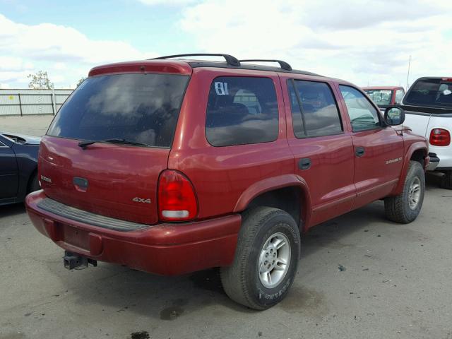 1B4HS28Z3YF163615 - 2000 DODGE DURANGO MAROON photo 4