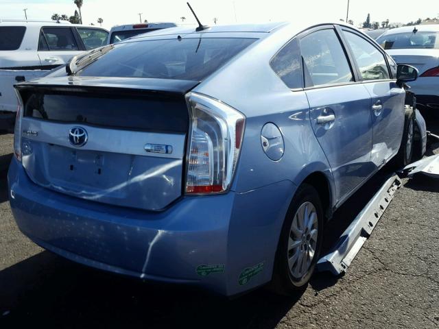 JTDKN3DP7D3044620 - 2013 TOYOTA PRIUS PLUG BLUE photo 4