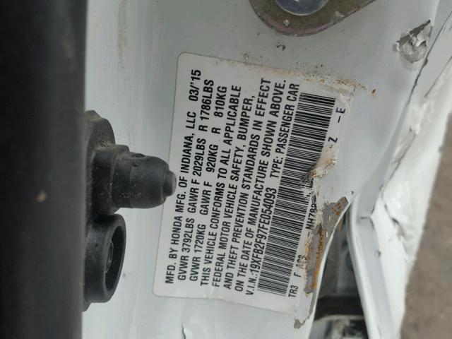 19XFB2F97FE054093 - 2015 HONDA CIVIC EXL Ağ foto 10