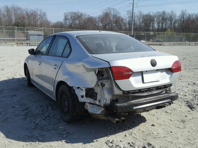 3VW2K7AJXCM419152 - 2012 VOLKSWAGEN JETTA BASE 银色 照片 3