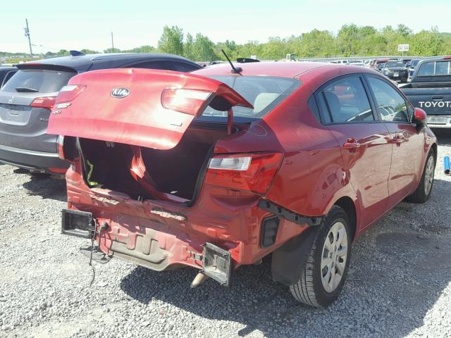 KNADM4A30E6331622 - 2014 KIA RIO LX RED photo 4