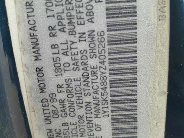 1Y1SK5488YZ405266 - 2000 CHEVROLET GEO PRIZM 蓝色 照片 10