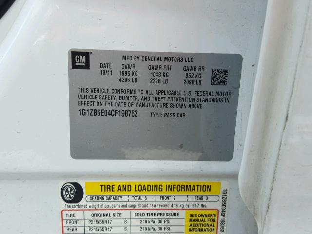 1G1ZB5E04CF198762 - 2012 CHEVROLET MALIBU LS Ağ foto 10