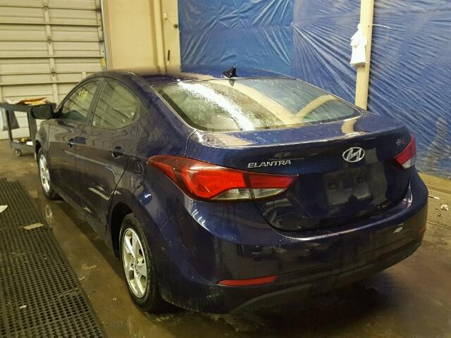 5NPDH4AE8EH476843 - 2014 HYUNDAI ELANTRA SE BLUE photo 3