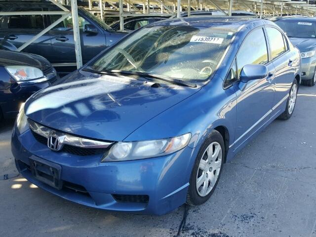 1HGFA16549L017946 - 2009 HONDA CIVIC LX BLUE photo 2