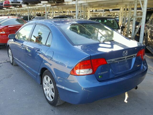 1HGFA16549L017946 - 2009 HONDA CIVIC LX BLUE photo 3