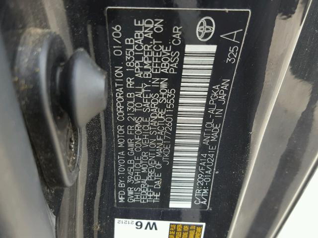 JTKDE177260115535 - 2006 TOYOTA SCION TC 黑色 照片 10