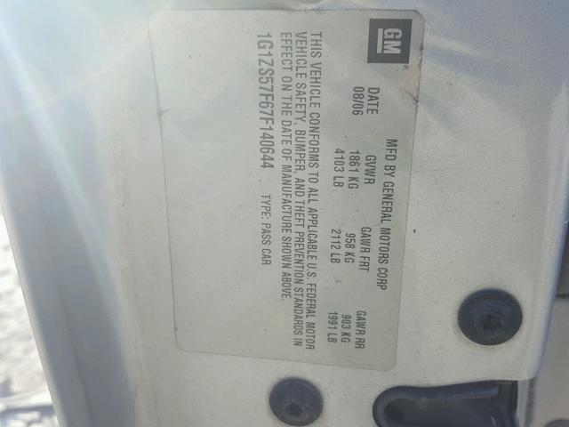 1G1ZS57F67F140644 - 2007 CHEVROLET MALIBU LS 银色 照片 10