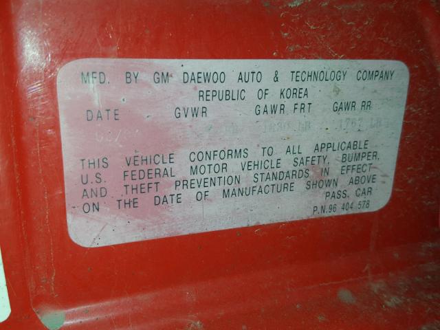 KL1TJ52624B210867 - 2004 CHEVROLET AVEO LS RED photo 10