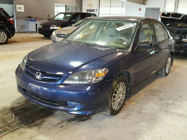 2HGES16595H613943 - 2005 HONDA CIVIC LX BLUE photo 2